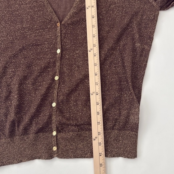 Tory Burch Copper Gold Linen Cardigan Sweater Top - Picture 7 of 9